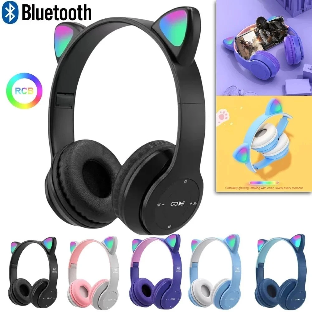 Gaming Headset Rgb - P47M Wireless Headphone Flash Light Cute