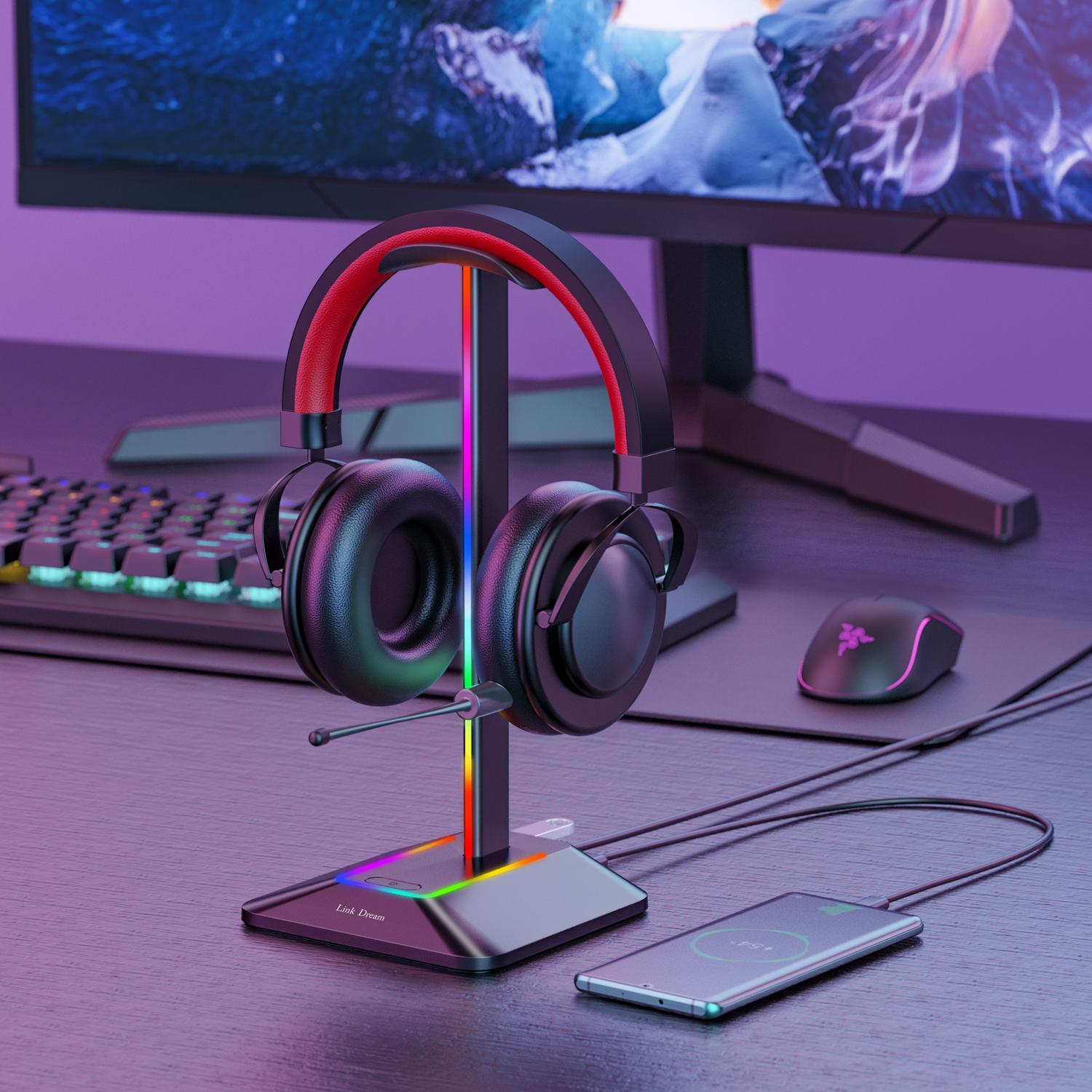 New Bee Z8 RGB Headphones Stan - Headphone Stand Desk recensione e prezzo