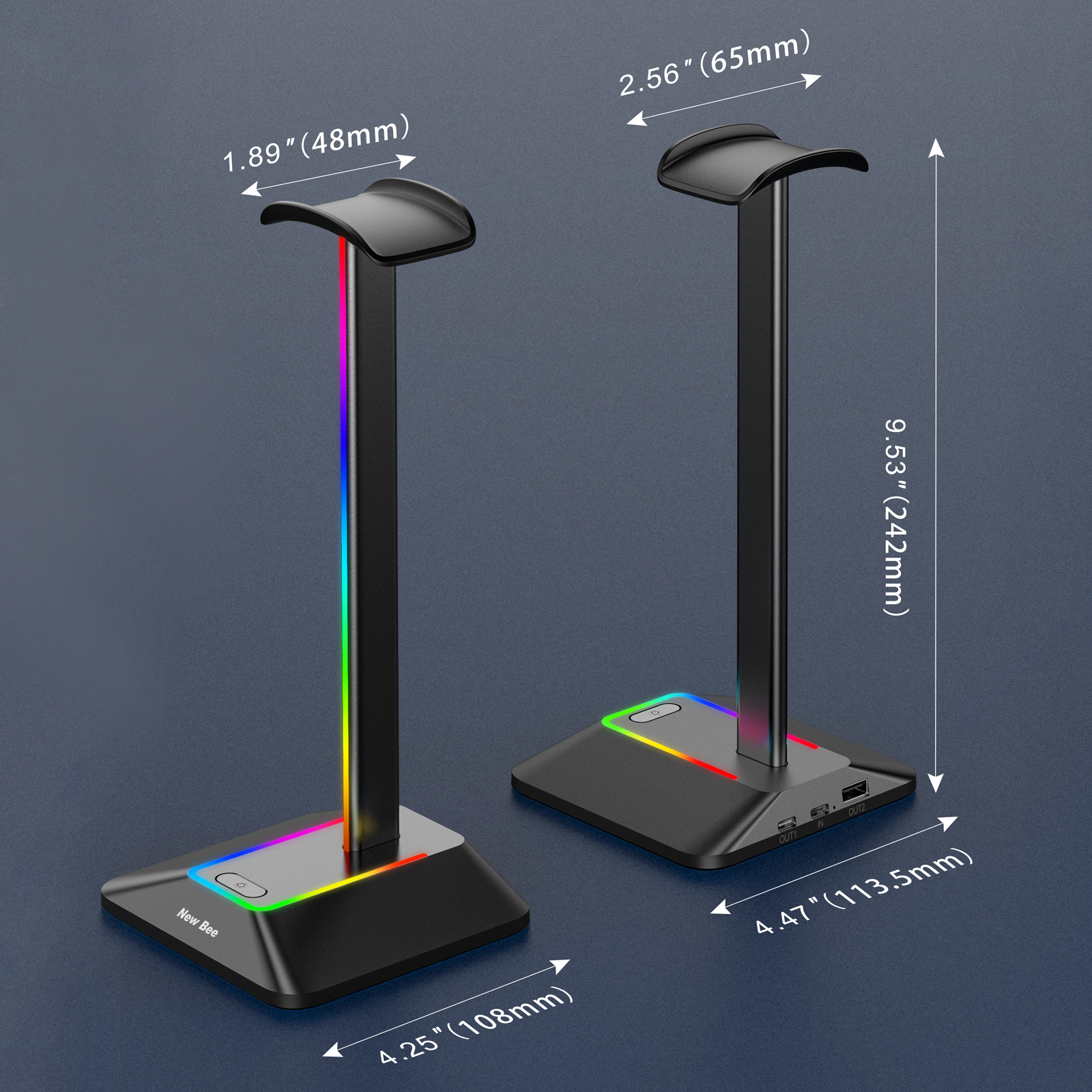 New Bee Z8 RGB Headphones Stan - Headphone Stand Desk recensione e prezzo