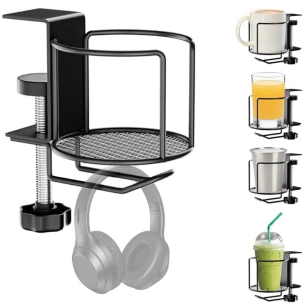 2-in-1 Adjustable Desk Cup Hol - Headphone Stand Desk recensione e prezzo