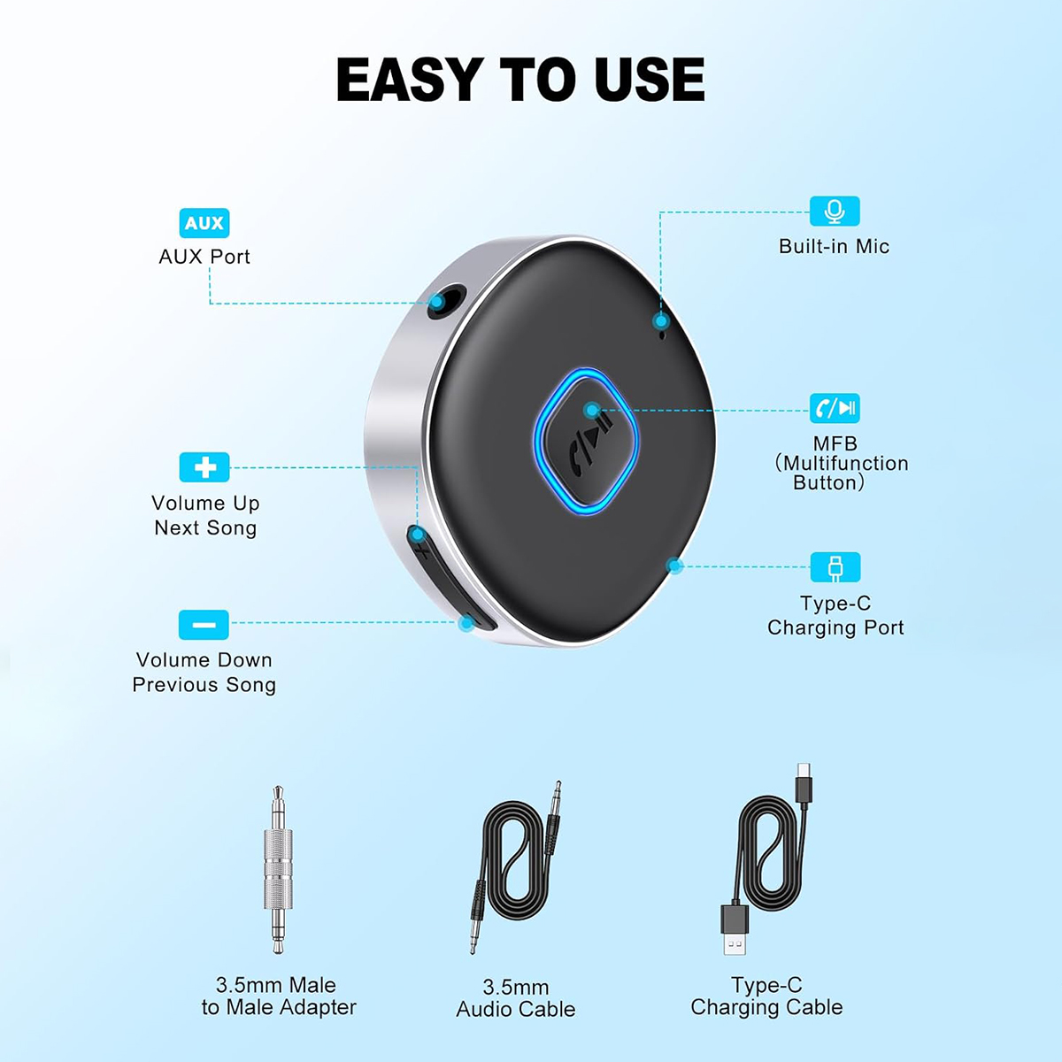 Car Bluetooth AUX Adapter, Min - Bluetooth Adapter Receiver recensione e prezzo